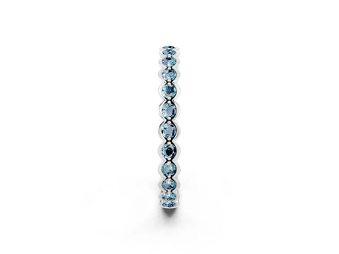 White gold Round Aquamarine Bezel Set Eternity Band_8