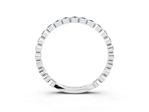 White gold Round Aquamarine Bezel Set Eternity Band_9