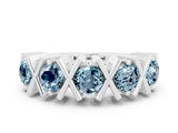 White gold Round Aquamarine Channel Set Band with X-Prong Detail_6