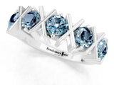 White gold Round Aquamarine Channel Set Band with X-Prong Detail_7