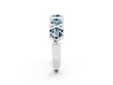 White gold Round Aquamarine Channel Set Band with X-Prong Detail_8