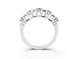 White gold Round Aquamarine Channel Set Band with X-Prong Detail_9
