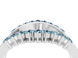 White gold Round Aquamarine Chevron Contour Band with Prong Setting_10