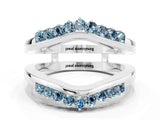 White gold Round Aquamarine Chevron Contour Band with Prong Setting_6