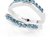 White gold Round Aquamarine Chevron Contour Band with Prong Setting_7