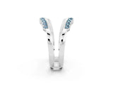 White gold Round Aquamarine Chevron Contour Band with Prong Setting_8