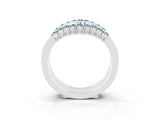 White gold Round Aquamarine Chevron Contour Band with Prong Setting_9