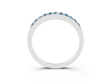 White gold Round Aquamarine Curved Wedding Band with Channel Setting_9