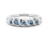 White gold Round Aquamarine Eternity Band with Twist Prong Setting_12