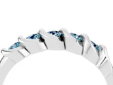 White gold Round Aquamarine Eternity Band with Twist Prong Setting_16