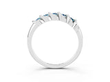 White gold Round Aquamarine Eternity Band with Twist Prong Setting_22