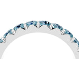 White gold Round Aquamarine Half Eternity Band with Classic Prong Setting_10