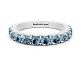White gold Round Aquamarine Half Eternity Band with Classic Prong Setting_6
