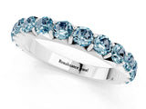 White gold Round Aquamarine Half Eternity Band with Classic Prong Setting_7