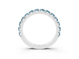 White gold Round Aquamarine Half Eternity Band with Classic Prong Setting_9