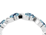 White gold Round Aquamarine Half Eternity Band with Wave Prong Setting_10