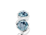 White gold Round Aquamarine Half Eternity Band with Wave Prong Setting_11