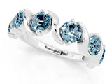 White gold Round Aquamarine Half Eternity Band with Wave Prong Setting_7