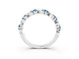 White gold Round Aquamarine Half Eternity Band with Wave Prong Setting_9