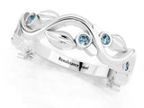 White gold Round Aquamarine Leaf Eternity Band with Bezel Setting_79