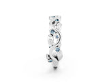 White gold Round Aquamarine Leaf Eternity Band with Bezel Setting_80