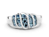 White gold Round Aquamarine Multi-Row Crossover Band_6