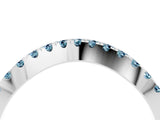 White gold Round Aquamarine Pavé Curved Band with Shared Prong Setting_10
