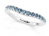 White gold Round Aquamarine Pavé Set Curved Wedding Band_11