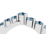 White gold Round Aquamarine Prong-Set Crossover Band_10