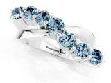 White gold Round Aquamarine Prong-Set Crossover Band_7