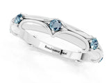 White gold Round Aquamarine Prong Set Milgrain Eternity Band_7