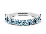 White gold Round Aquamarine Shared Prong Eternity Band_6