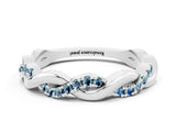 White gold Round Aquamarine Twist Eternity Band with Pavé Setting_6