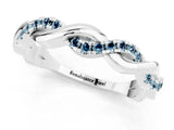 White gold Round Aquamarine Twist Eternity Band with Pavé Setting_7