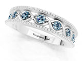 White gold Round Aquamarine Twist Milgrain Band with Bezel Setting_1