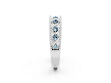 White gold Round Aquamarine Twist Milgrain Band with Bezel Setting_2