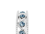 White gold Round Aquamarine Twist Milgrain Band with Bezel Setting_5