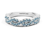 White gold Round Aquamarine Twisted Eternity Band with Pavé and Shared Prong Setting_18