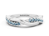 White gold Round Aquamarine Twisted Infinity Band with Prong Setting_6