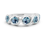 White gold Round Aquamarine Wave Band with Channel Setting and Shared Prongs_6