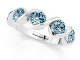 White gold Round Aquamarine Wave Band with Channel Setting and Shared Prongs_7