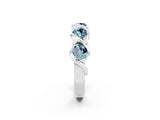 White gold Round Aquamarine Wave Band with Channel Setting and Shared Prongs_8