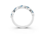 White gold Round Aquamarine Wave Band with Channel Setting and Shared Prongs_9