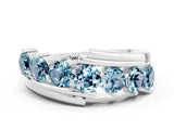 White gold Round Aquamarine Wave Band with Channel and Shared Prong Setting_18