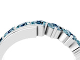 White gold Round Aquamarine Wave Band with Channel and Shared Prong Setting_22