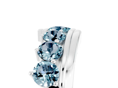 White gold Round Aquamarine Wave Band with Channel and Shared Prong Setting_23
