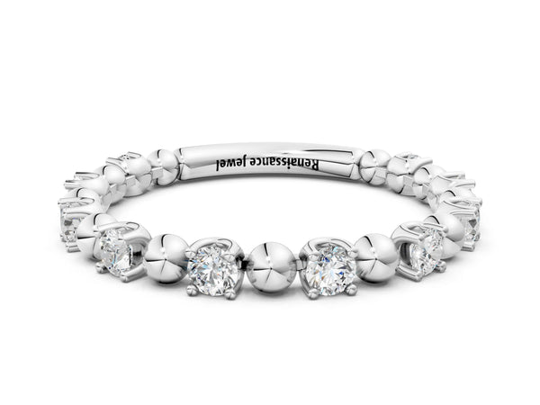 White gold Round Bezel Set Diamond Eternity Band with Prong Setting