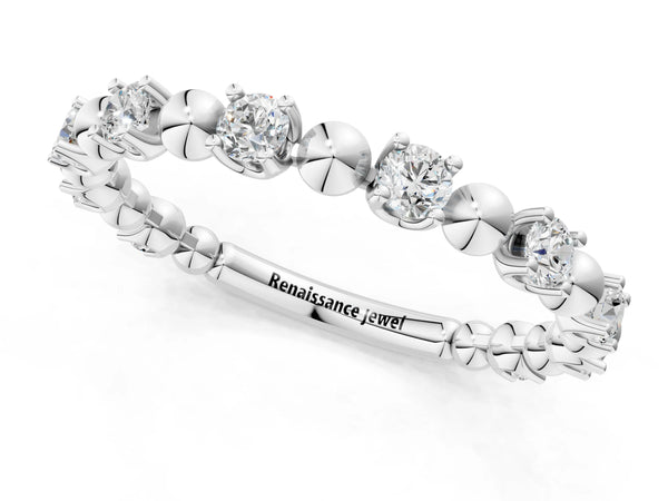 White gold Round Bezel Set Diamond Eternity Band with Prong Setting