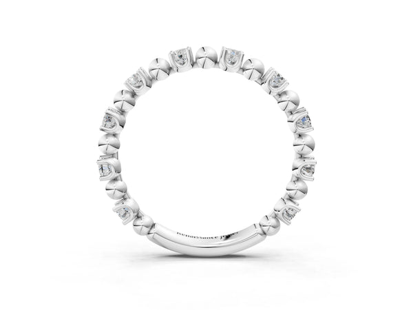 White gold Round Bezel Set Diamond Eternity Band with Prong Setting