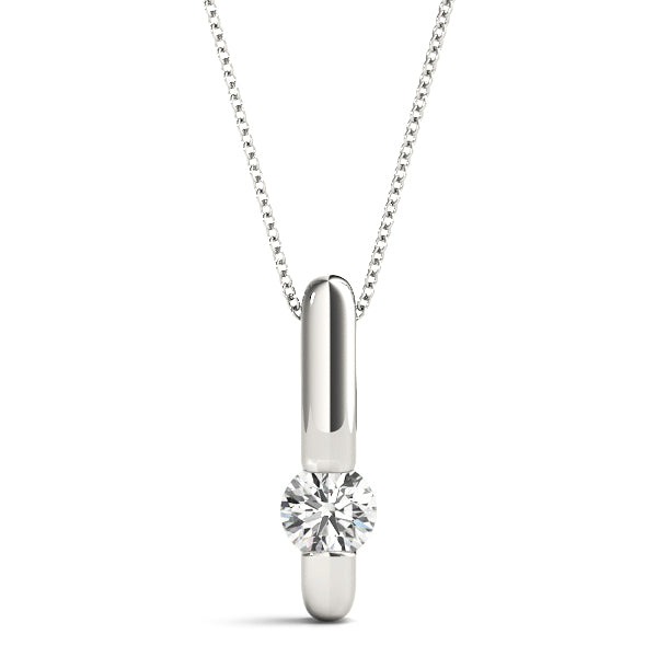 White gold Round Bezel-Set Diamond Pendant